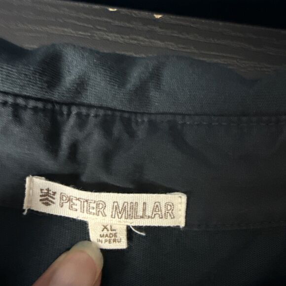 Peter Millar Mens Polo Shirt XL Black Pima Cotton Short Sleeve Casual‎ Golf - Picture 8 of 11